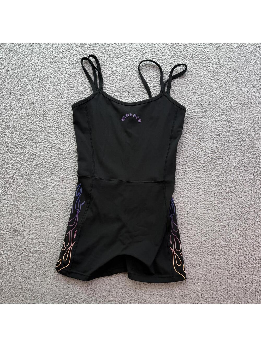 Darc Sport SHE Wolves Black Flame Scrunch Romper Bodysuit Womens M 18 of 500 Gym